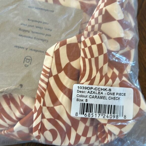 Stone Fox Swim x Free People Azalea One-Piece Caramel Check Small NWT - Picture 7 of 8